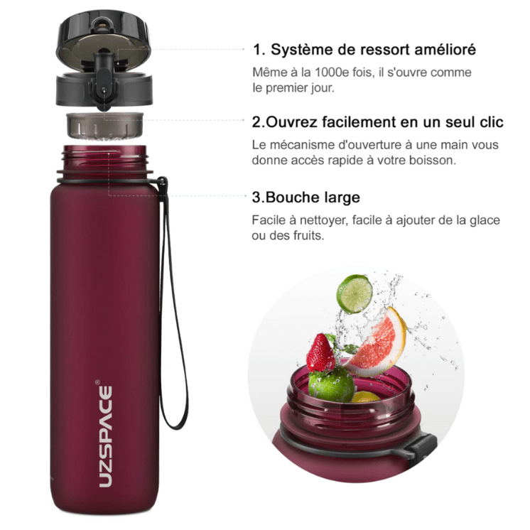 Gourde Sport Étanche uzspace® 1.0L