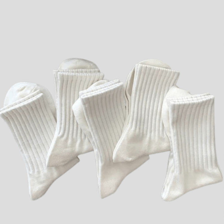 5 Paires de Chaussettes Noir-Gris-Blanc Blanc