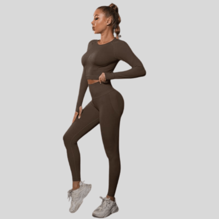 Ensemble Femme Legging Sport Marron / S