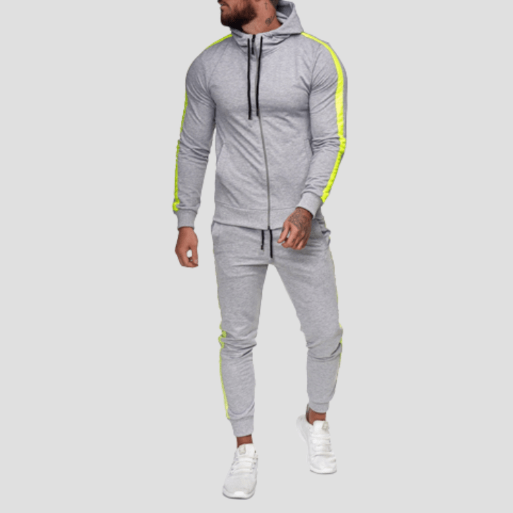 Ensemble Sport à Capuche Homme Gris Jaune / M