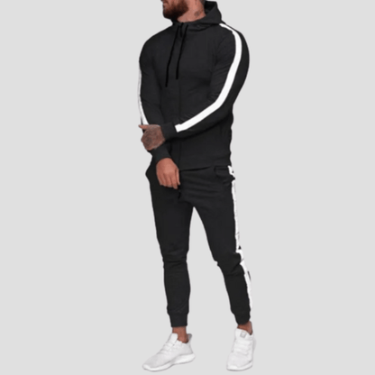 Ensemble Sport à Capuche Homme Noir Blanc / M