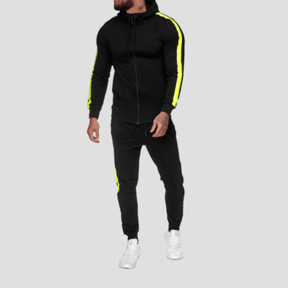 Ensemble Sport à Capuche Homme Noir Jaune / M