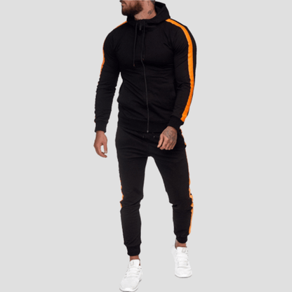 Ensemble Sport à Capuche Homme Noir Orange / M