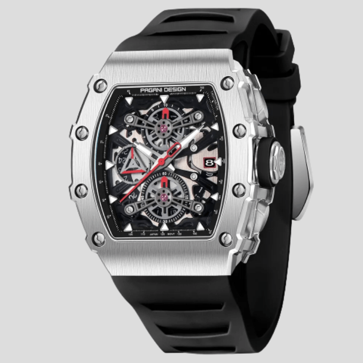 Montre Sport Pagani à Quartz Rectangle Saphir Noir