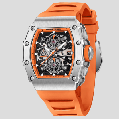 Montre Sport Pagani à Quartz Rectangle Saphir Orange