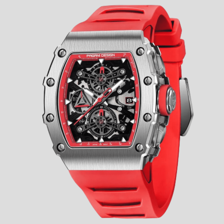 Montre Sport Pagani à Quartz Rectangle Saphir Rouge