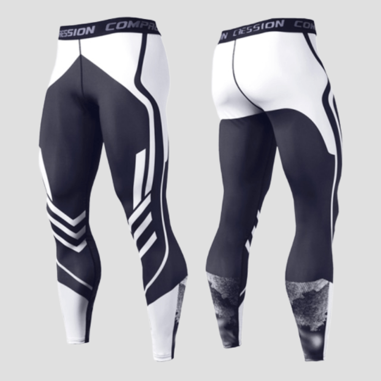 Pantalon Compression Homme Sport Noir / Blanc / S