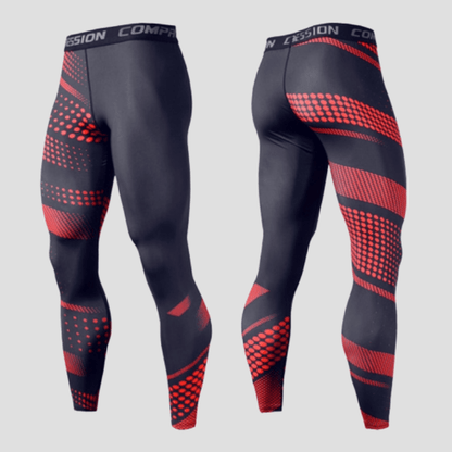 Pantalon Compression Homme Sport Noir / Rouge / S