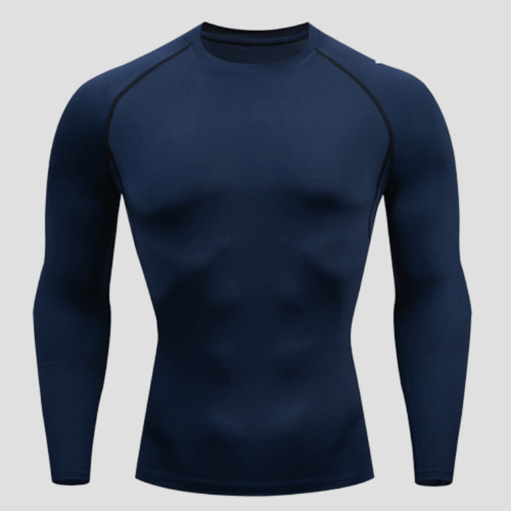 T-Shirt À Compression Manches Longues Homme Bleu Marin / S