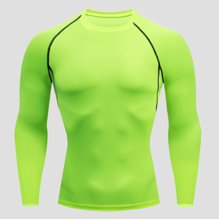 T-Shirt À Compression Manches Longues Homme Vert / S