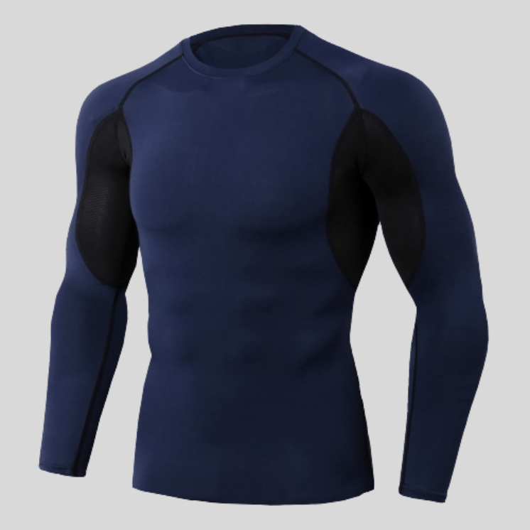 T-Shirt Manche Longue Compression Bleu / S